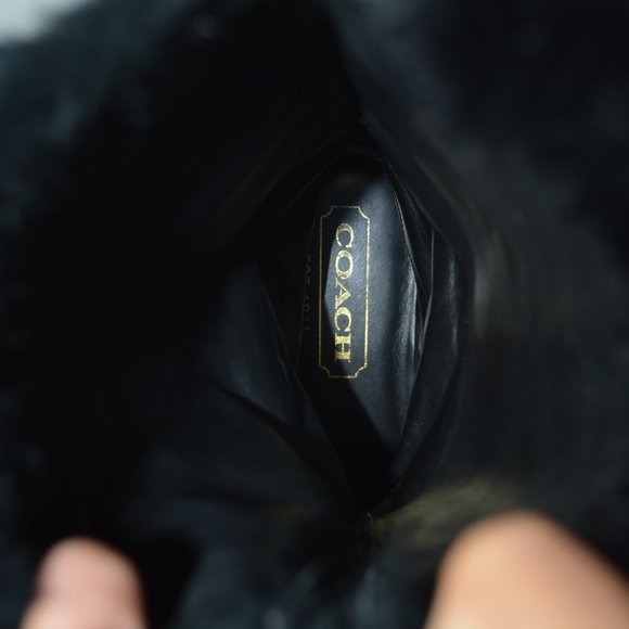 Coach Deeann Black Suede Signature Embossed Fur Boots Women's Size 7B - Picture 12 of 12